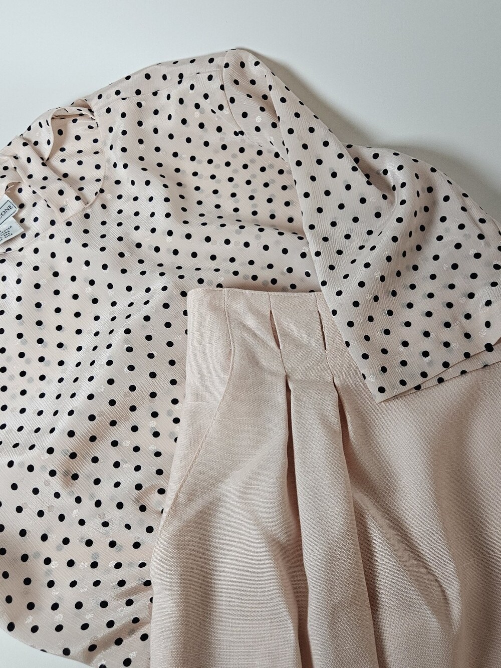 VTG Evan Picone Skirt & Blouse Outfit Set Womens Size 8 Pink Polka Dot